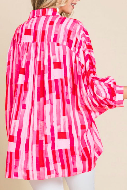 Bold Abstract Geometric Oversized Button Down Shirt