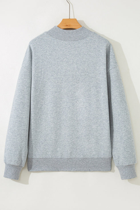 Bold Athletic Letter Graphic Mock Neck Sweatshirt