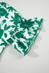 Bold Botanical Floral Print Smocked Ruffle Sleeve Round Neck Top