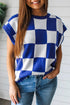 Bold Checkerboard Knit Crew Neck Sweater Vest