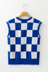 Bold Checkerboard Knit Crew Neck Sweater Vest