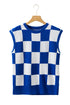 Bold Checkerboard Knit Crew Neck Sweater Vest