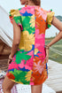 Bold Floral Flutter Sleeve Shift Mini Dress with Pockets