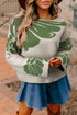 Bold Floral Jacquard Wide Sleeve Crew Neck Sweater
