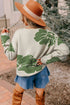 Bold Floral Jacquard Wide Sleeve Crew Neck Sweater
