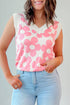 Bold Floral Print Sleeveless V Neck Knit Top