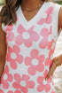 Bold Floral Print Sleeveless V Neck Knit Top
