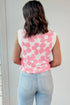 Bold Floral Print Sleeveless V Neck Knit Top
