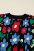 Bold Floral Print V Neck Knit Cardigan