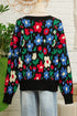 Bold Floral Print V Neck Knit Cardigan