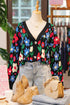 Bold Floral Print V Neck Knit Cardigan