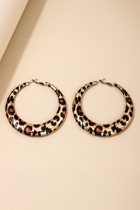 Bold Leopard Pattern Statement Hoop Earrings