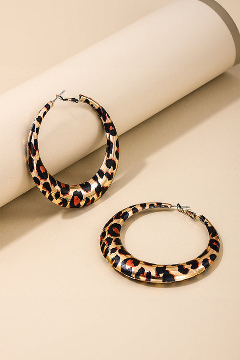 Bold Leopard Pattern Statement Hoop Earrings