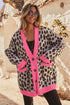 Bold Trim Animal Print Button Front Knit Cardigan