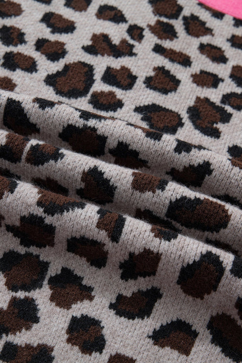Bold Trim Animal Print Button Front Knit Cardigan