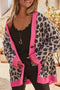Bold Trim Animal Print Button Front Knit Cardigan