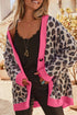 Bold Trim Animal Print Button Front Knit Cardigan