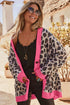 Bold Trim Animal Print Button Front Knit Cardigan