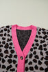 Bold Trim Animal Print Button Front Knit Cardigan