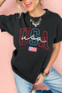 Bold USA Flag Letter Graphic Casual Tee