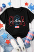 Bold USA Flag Letter Graphic Casual Tee