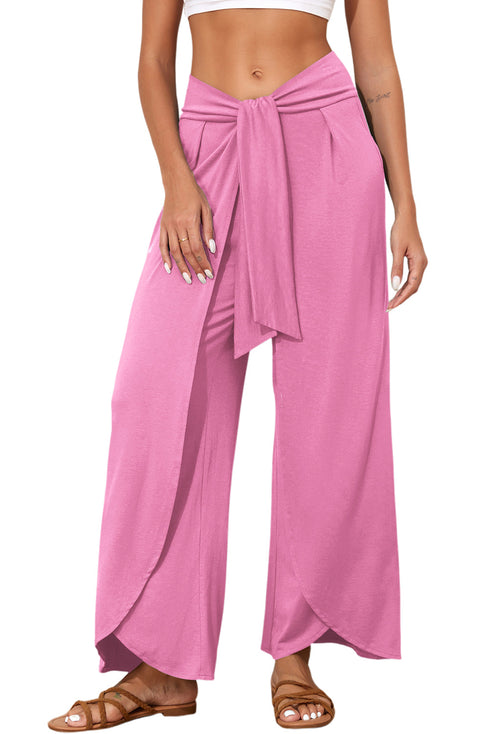 Bonbon Knotted Drop Waist Split Leg Relaxed Pants