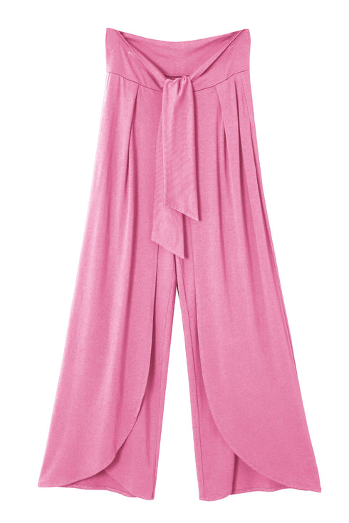 Bonbon Knotted Drop Waist Split Leg Relaxed Pants