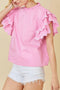 Bonbon Ricrac Ruffled Sleeve Frilled Collar Blouse