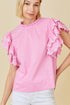 Bonbon Ricrac Ruffled Sleeve Frilled Collar Blouse