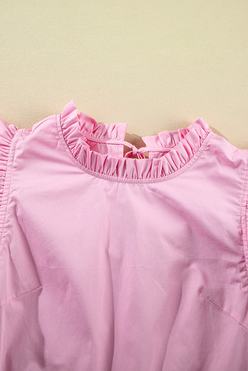 Bonbon Ricrac Ruffled Sleeve Frilled Collar Blouse