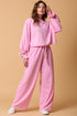 Bonbon Solid Color Drawstring Long Sleeve Top and Pants Set