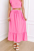 Bonbon Textured Ruffle Trim Crop Vest Lace-up Long Skirt Set
