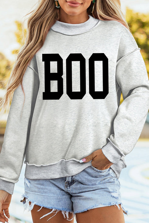 Boo Bat Printed Mock Neck Pullover Sweatshirt