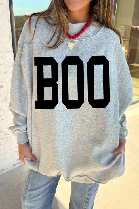 Boo Bat Printed Mock Neck Pullover Sweatshirt