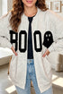 Boo Ghost Print Open Front Graphic Sweatshirt