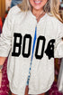 Boo Ghost Print Open Front Graphic Sweatshirt