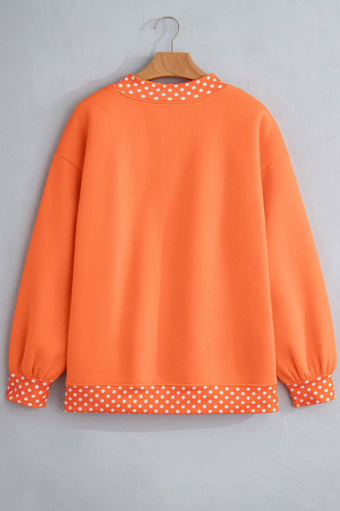 Boo Letter Print Polka Dot Trim Baggy Sweatshirt
