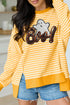 Boo Sequin Ghost Stripe Split Hem Long Sleeve Tee