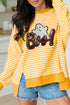 Boo Sequin Ghost Stripe Split Hem Long Sleeve Tee