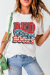 Boozy Letter Graphic Short Sleeve Stars And Stripes T Shirt