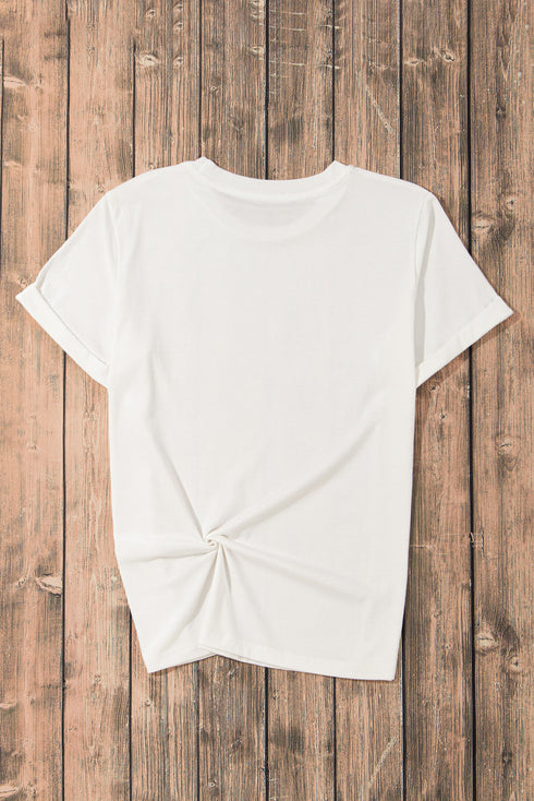 Boozy Letter Graphic Short Sleeve Stars And Stripes T Shirt