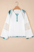 Botanical Patchwork Half Button Cotton Tunic Shirt
