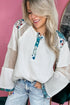 Botanical Patchwork Half Button Cotton Tunic Shirt