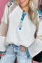 Botanical Patchwork Half Button Cotton Tunic Shirt