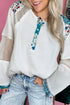 Botanical Patchwork Half Button Cotton Tunic Shirt