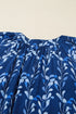 Botanical Print Bracelet Sleeve Notched Neck Viscose Blouse