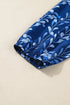 Botanical Print Bracelet Sleeve Notched Neck Viscose Blouse