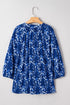 Botanical Print Bracelet Sleeve Notched Neck Viscose Blouse