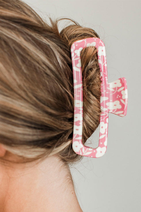 Botanical Print Openwork Design Hair Claw Clip