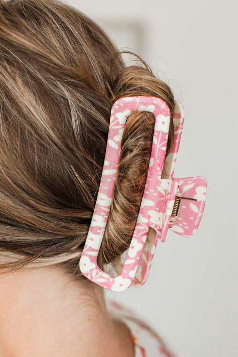 Botanical Print Openwork Design Hair Claw Clip